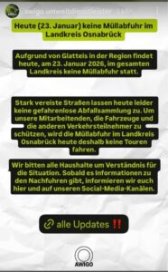 Glättewarnung: eingeschränkter Winterdienst