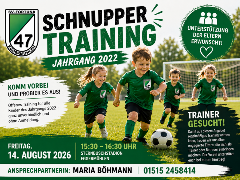 Schnuppertraining für den Jahrgang 2022 – Jetzt mitmachen!
