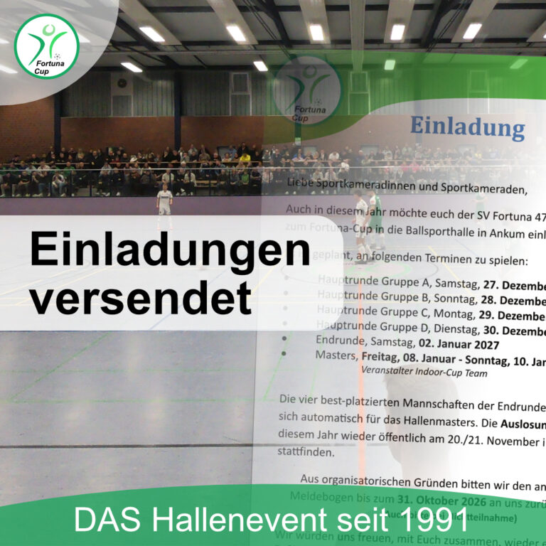 Fortuna-Cup 2027: Einladungen sind versendet!