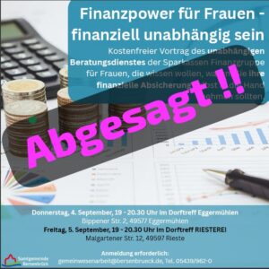 Finanzpower für Frauen fällt aus