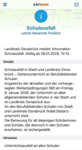 Schulausfall am 9.1.26 im Landkreis Osnabrück