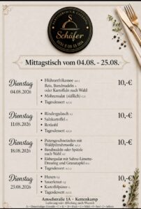 Mittagstisch – Angebot für August