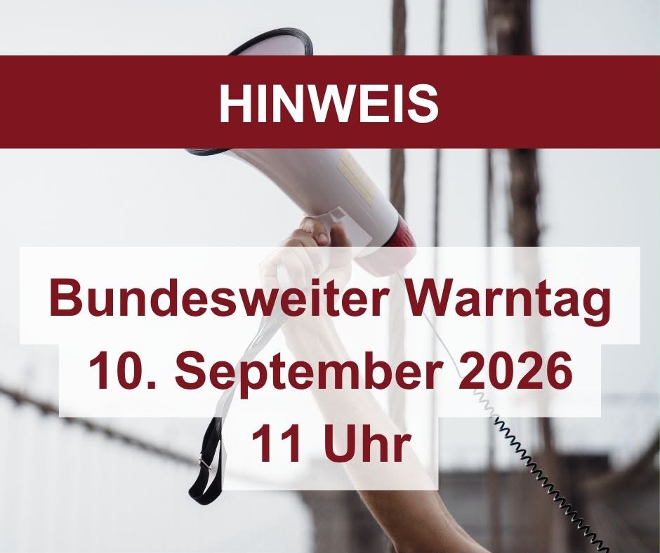 Bundesweiter Warntag am Donnerstag, 10. September 2026