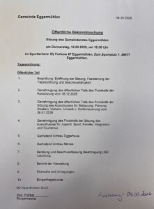 Sitzung des Gemeinderates