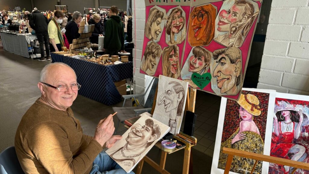 Portraitzeicher in Aktion