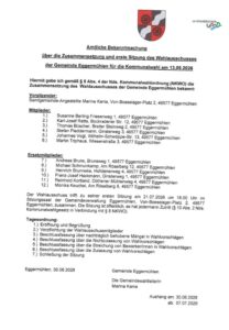 Veröffentlichung Wahlausschuss